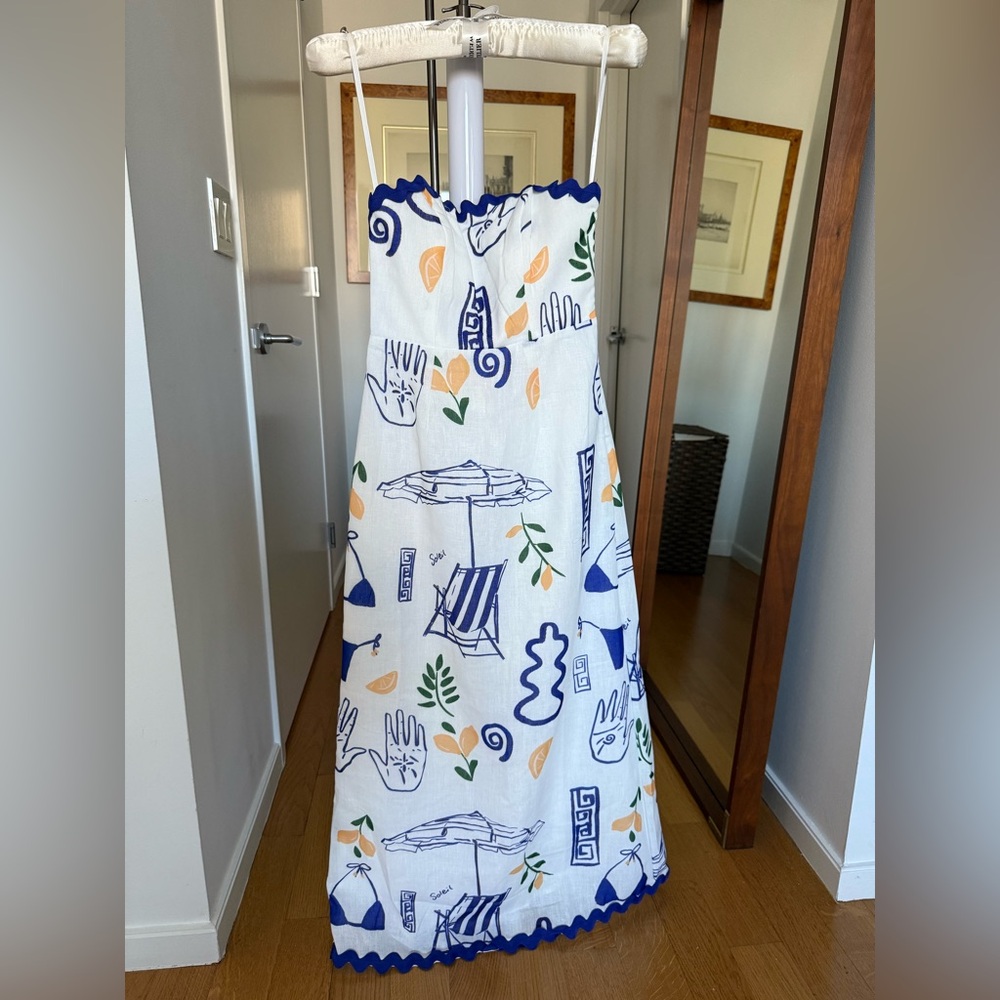 *NWT* Indi Lux by Indikah Cypress Graphic Strapless Maxi Dress White